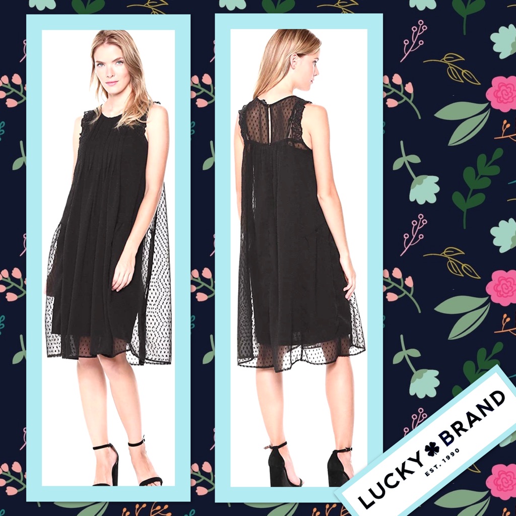 Lucky Brand Swiss Dot Tank Dress In Black